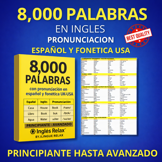 Ingles Relax - 8,000 Palabras en ingles con pronunciacion español y fonetica USA incluye Estructural Gramatical