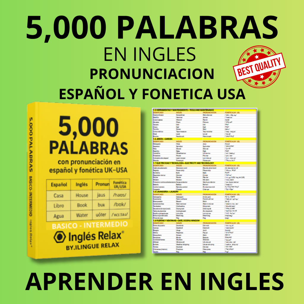 Aprende 5,000 ;palabras esenciales en inglés con pronunciación adaptada para hispanohablantes. Incluye un ebook completo en PDF (300 Paginas completas) + 4 BONUS exclusivos+ 2 VOLUMEN Diccionario alfabetico;para avanzar más rápido.